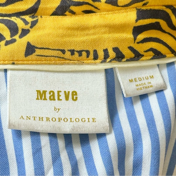 Maeve by Anthropologie The Paz Patchwork Buttondown Shirt Size Medium Zebra - Picture 5 of 6